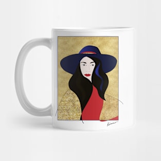 Art Deco Portrait Lady in Gold Mug